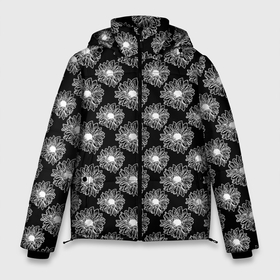 Мужская зимняя куртка 3D с принтом Подсолнухи, паттерн в Курске, верх — 100% полиэстер; подкладка — 100% полиэстер; утеплитель — 100% полиэстер | длина ниже бедра, свободный силуэт Оверсайз. Есть воротник-стойка, отстегивающийся капюшон и ветрозащитная планка. 

Боковые карманы с листочкой на кнопках и внутренний карман на молнии. | лайнарт | паттерн | подсолнухи | растения | скетч | цветочный | цветы | черно белый