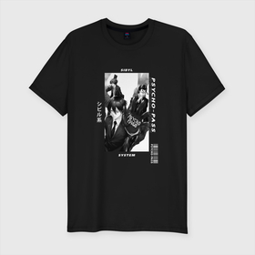 Мужская футболка хлопок Slim с принтом Psycho Pass team в Екатеринбурге, 92% хлопок, 8% лайкра | приталенный силуэт, круглый вырез ворота, длина до линии бедра, короткий рукав | Тематика изображения на принте: anime | аниме | анимэ | нобучика гиноза | психопаспорт | сакуя тоганэ