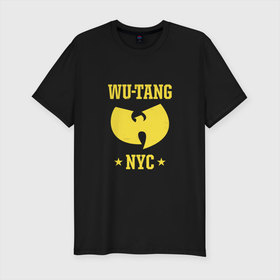 Мужская футболка хлопок Slim с принтом Wu тang NYC в Курске, 92% хлопок, 8% лайкра | приталенный силуэт, круглый вырез ворота, длина до линии бедра, короткий рукав | clan | gangsta rap | nyc | w | wu | wu tang | в | ву | ву танг | гангста реп | клан | ню йорк