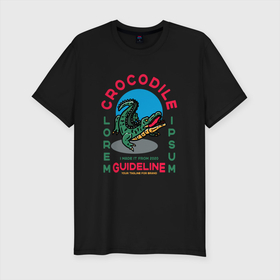 Мужская футболка хлопок Slim с принтом Crocodile Крокодил в Курске, 92% хлопок, 8% лайкра | приталенный силуэт, круглый вырез ворота, длина до линии бедра, короткий рукав | crocodile | брэнд | кроко | крокодил