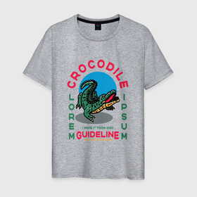 Мужская футболка хлопок с принтом Crocodile Крокодил в Екатеринбурге, 100% хлопок | прямой крой, круглый вырез горловины, длина до линии бедер, слегка спущенное плечо. | crocodile | брэнд | кроко | крокодил