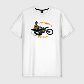 Мужская футболка хлопок Slim с принтом Мотокросс Экстрим в Белгороде, 92% хлопок, 8% лайкра | приталенный силуэт, круглый вырез ворота, длина до линии бедра, короткий рукав | moto | мото | мотокросс | мотоцикл | мотоциклист | экстрим