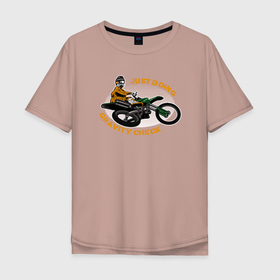 Мужская футболка хлопок Oversize с принтом Мотокросс Экстрим в Петрозаводске, 100% хлопок | свободный крой, круглый ворот, “спинка” длиннее передней части | Тематика изображения на принте: moto | мото | мотокросс | мотоцикл | мотоциклист | экстрим