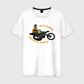 Мужская футболка хлопок с принтом Мотокросс Экстрим в Петрозаводске, 100% хлопок | прямой крой, круглый вырез горловины, длина до линии бедер, слегка спущенное плечо. | moto | мото | мотокросс | мотоцикл | мотоциклист | экстрим