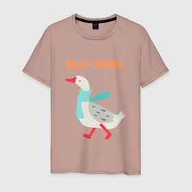 Мужская футболка хлопок с принтом Silly Goose в Кировске, 100% хлопок | прямой крой, круглый вырез горловины, длина до линии бедер, слегка спущенное плечо. | goose | silly | silly goose | гусёнка | гуси га га га | гусик | гусь | силли