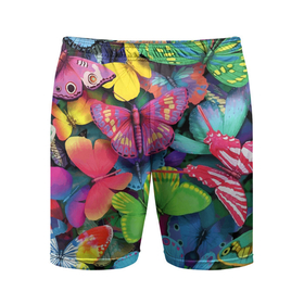 Мужские шорты спортивные с принтом Стая бабочек   Pattern в Белгороде,  |  | butterfly | color | pattern | wings | бабочка | крылья | узор | цвет