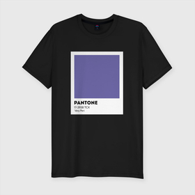 Мужская футболка хлопок Slim с принтом Pantone  Very Peri в Санкт-Петербурге, 92% хлопок, 8% лайкра | приталенный силуэт, круглый вырез ворота, длина до линии бедра, короткий рукав | pantone | very peri | вери пери | вери пери пантон | виолет | сирень | фиолет | цвет года