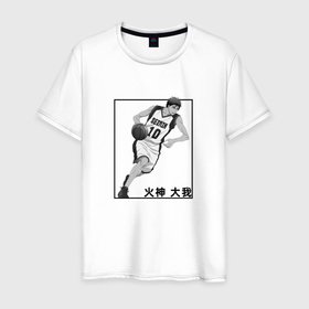 Мужская футболка хлопок с принтом Taiga Kagami арт в Петрозаводске, 100% хлопок | прямой крой, круглый вырез горловины, длина до линии бедер, слегка спущенное плечо. | anime | kuroko no basket | kuroko no basuke | taiga kagami | аниме | анимэ | баскетбол куроко | тайга кагами