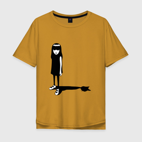 Мужская футболка хлопок Oversize с принтом emily the strange в Тюмени, 100% хлопок | свободный крой, круглый ворот, “спинка” длиннее передней части | cat | emily the strange | rob reger | кошка | робом регером | скейтборд | странная эмили