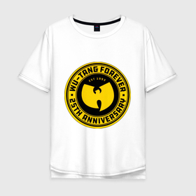 Мужская футболка хлопок Oversize с принтом Forеver WU в Белгороде, 100% хлопок | свободный крой, круглый ворот, “спинка” длиннее передней части | clan | est 1993 | forewer | w | wu | wu tang | в | ву | ву танг | клан | логотип | лэйбл | навсегда
