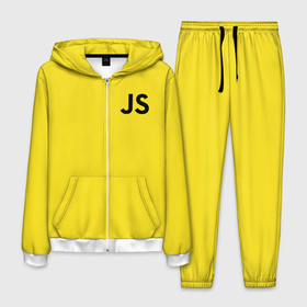 Мужской костюм 3D с принтом JavaScript язык в Курске, 100% полиэстер | Манжеты и пояс оформлены тканевой резинкой, двухслойный капюшон со шнурком для регулировки, карманы спереди | java script | javascript | js | для програмиста | код | програмисту | програмисты | язык програмирования