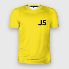 Мужская футболка 3D Slim с принтом JavaScript язык в Белгороде, 100% полиэстер с улучшенными характеристиками | приталенный силуэт, круглая горловина, широкие плечи, сужается к линии бедра | java script | javascript | js | для програмиста | код | програмисту | програмисты | язык програмирования