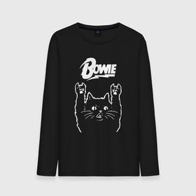 Мужской лонгслив хлопок с принтом Bowie Рок кот в Тюмени, 100% хлопок |  | bowie | david bowie | музыка | рок | рок группа | рок кот | роккот