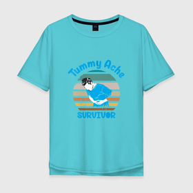 Мужская футболка хлопок Oversize с принтом Tummy Ache Survivor в Тюмени, 100% хлопок | свободный крой, круглый ворот, “спинка” длиннее передней части | survivor | tummy ache | tummy ache survivor | боль в жилудке | выживший | футболка survivor