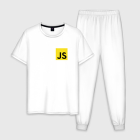 Мужская пижама хлопок с принтом JavaScript лого в Курске, 100% хлопок | брюки и футболка прямого кроя, без карманов, на брюках мягкая резинка на поясе и по низу штанин
 | java script | javascript | js | для програмиста | код | програмисту | програмисты | язык програмирования