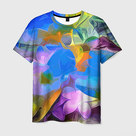 Мужская футболка 3D с принтом Цветочный узор   Summer в Тюмени, 100% полиэфир | прямой крой, круглый вырез горловины, длина до линии бедер | color | fashion | flowers | pattern | summer | лето | мода | узор | цвет | цветы