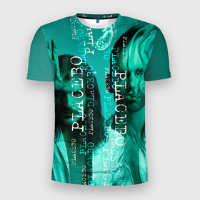 Мужская футболка 3D Slim с принтом placebo   turquoise в Курске, 100% полиэстер с улучшенными характеристиками | приталенный силуэт, круглая горловина, широкие плечи, сужается к линии бедра | handeyework | music | placebo | арт | безумные | бирюза | весна | зима | кислота | лето | мальчики | мужики | музыка | осень | плацебо | рок | синие