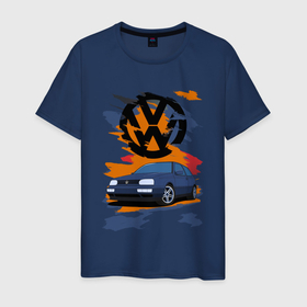Мужская футболка хлопок с принтом VW Golf 3 в Кировске, 100% хлопок | прямой крой, круглый вырез горловины, длина до линии бедер, слегка спущенное плечо. | golf | golf 3 | volkswagen | volkswagen golf 3 | vw | авто | гольф 3 | фольксваген | фольксваген гольф 3