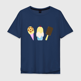Мужская футболка хлопок Oversize с принтом Три десерта в Санкт-Петербурге, 100% хлопок | свободный крой, круглый ворот, “спинка” длиннее передней части | вкусное | десерт | молочное | мороженое | сладкое | стаканчик | эскимо
