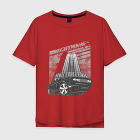 Мужская футболка хлопок Oversize с принтом Авто у здания в Белгороде, 100% хлопок | свободный крой, круглый ворот, “спинка” длиннее передней части | nightmare | авто | дом | здание | машина