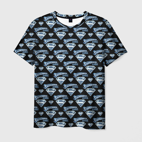 Мужская футболка 3D с принтом Логотип Супермена в Екатеринбурге, 100% полиэфир | прямой крой, круглый вырез горловины, длина до линии бедер | dc | алмаз | буква | герой | кларк кент | комиксы | логотип | паттерн | супермен | узон
