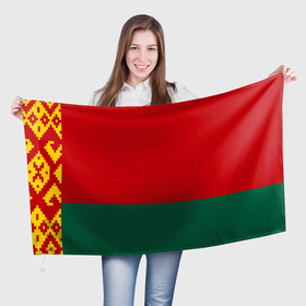 Флаг 3D с принтом РЕСПУБЛИКА БЕЛАРУСЬ | БЕЛОРУССИЯ в Петрозаводске, 100% полиэстер | плотность ткани — 95 г/м2, размер — 67 х 109 см. Принт наносится с одной стороны | 