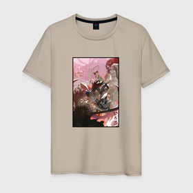 Мужская футболка хлопок с принтом Дороро и Хяккимару в бою в Тюмени, 100% хлопок | прямой крой, круглый вырез горловины, длина до линии бедер, слегка спущенное плечо. | Тематика изображения на принте: anime | dororo | hyakkimaru | аниме | анимэ | дороро | хяккимару