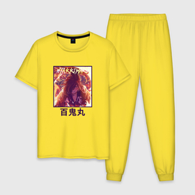 Мужская пижама хлопок с принтом Хяккимару art в Тюмени, 100% хлопок | брюки и футболка прямого кроя, без карманов, на брюках мягкая резинка на поясе и по низу штанин
 | anime | dororo | hyakkimaru | аниме | анимэ | дороро | хяккимару