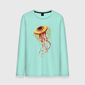 Мужской лонгслив хлопок с принтом Морская медуза в Кировске, 100% хлопок |  | медуза | море | морские жители | морские мотивы