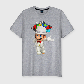 Мужская футболка хлопок Slim с принтом Super Mario Odyssey   Nintendo в Курске, 92% хлопок, 8% лайкра | приталенный силуэт, круглый вырез ворота, длина до линии бедра, короткий рукав | eyes | hat | hero | moustache | nintendo | odyssey | super mario | video game | видеоигра | герой | глаза | супер марио | усы | шляпа