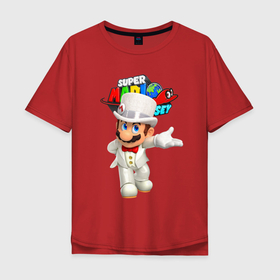 Мужская футболка хлопок Oversize с принтом Super Mario Odyssey   Nintendo , 100% хлопок | свободный крой, круглый ворот, “спинка” длиннее передней части | eyes | hat | hero | moustache | nintendo | odyssey | super mario | video game | видеоигра | герой | глаза | супер марио | усы | шляпа