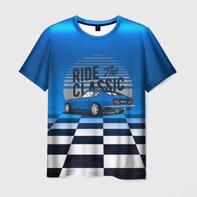 Мужская футболка 3D с принтом Ride  the  classic в Екатеринбурге, 100% полиэфир | прямой крой, круглый вырез горловины, длина до линии бедер | Тематика изображения на принте: гонки | классика | ретро | ретро автомобиль | ретро машина | старая машина