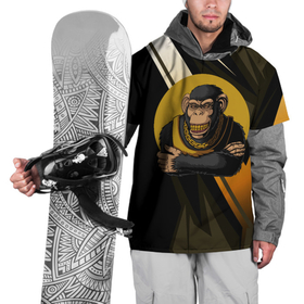 Накидка на куртку 3D с принтом Обезьяна с золотой  цепью , 100% полиэстер |  | monkey | золотая цепь | золото | обезьяна | обезьянка | цепочка