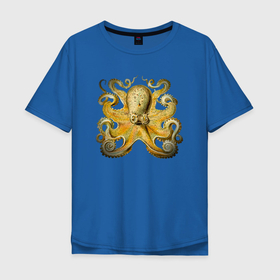 Мужская футболка хлопок Oversize с принтом Осьминог обыкновенный в Кировске, 100% хлопок | свободный крой, круглый ворот, “спинка” длиннее передней части | Тематика изображения на принте: морское чудовище | морской житель | морской мир | осьминог