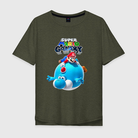 Мужская футболка хлопок Oversize с принтом Super Mario Galaxy   Nintendo , 100% хлопок | свободный крой, круглый ворот, “спинка” длиннее передней части | galaxy | hero | nintendo | super mario | video game | видеоигра | галактика | герой | нинтендо | супер марио