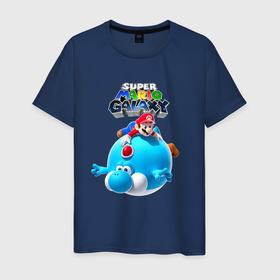 Мужская футболка хлопок с принтом Super Mario Galaxy   Nintendo , 100% хлопок | прямой крой, круглый вырез горловины, длина до линии бедер, слегка спущенное плечо. | galaxy | hero | nintendo | super mario | video game | видеоигра | галактика | герой | нинтендо | супер марио