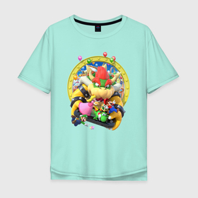 Мужская футболка хлопок Oversize с принтом Mario Party   Team of heroes в Петрозаводске, 100% хлопок | свободный крой, круглый ворот, “спинка” длиннее передней части | balloon | heroes | mario | party | star | team | video game | вечеринка | видеоигра | воздушный шар | герои | звезда | марио