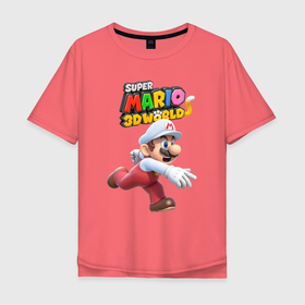 Мужская футболка хлопок Oversize с принтом Super Mario  3D World   Video game   Nintendo в Курске, 100% хлопок | свободный крой, круглый ворот, “спинка” длиннее передней части | dude | nintendo | run | super mario | video game | бег | видеоигра | супер марио | чувак