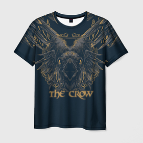 Мужская футболка 3D с принтом Ворон The crow в Тюмени, 100% полиэфир | прямой крой, круглый вырез горловины, длина до линии бедер | ворон | голова | крылья | перья | птица