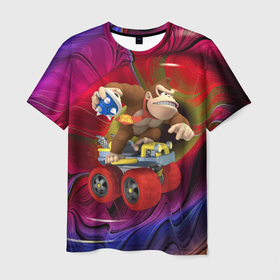 Мужская футболка 3D с принтом Mario Donkey Kong   Nintendo   Video Game , 100% полиэфир | прямой крой, круглый вырез горловины, длина до линии бедер | donkey kong | eyes | fist | mario | monkey | muzzle | nintendo | paws | video game | видеоигра | глаза | кулак | лапы | марио | нинтендо | обезьяна