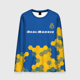Мужской лонгслив 3D с принтом РЕАЛ МАДРИД | Real Madrid   Графика в Тюмени, 100% полиэстер | длинные рукава, круглый вырез горловины, полуприлегающий силуэт | football | logo | madrid | real | real madrid | realmadrid | sport | клуб | лого | логотип | логотипы | мадрид | реал | реалмадрид | символ | символы | соты | спорт | форма | футбол | футбольная