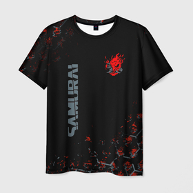 Мужская футболка 3D с принтом cyberpunk 2077   samurai   Паттерн в Петрозаводске, 100% полиэфир | прямой крой, круглый вырез горловины, длина до линии бедер | cd project red | cyberpunk 2077 | keanu reeves | samurai | the witcher | ведьмак | киану ривз | киберпанк 2077 | самураи
