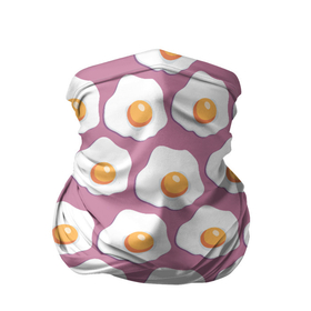 Бандана-труба 3D с принтом Яичница, паттерн на розовом фоне в Курске, 100% полиэстер, ткань с особыми свойствами — Activecool | плотность 150‒180 г/м2; хорошо тянется, но сохраняет форму | белок | глазунья | еда | жареные | желток | забавный | паттерн | узор | яичница | яйца