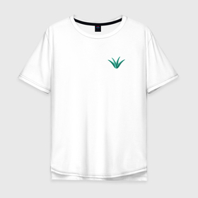 Мужская футболка хлопок Oversize с принтом Алоэ, маленький значок в Тюмени, 100% хлопок | свободный крой, круглый ворот, “спинка” длиннее передней части | алоэ | зеленый | значек | кактус | маленький | растение | суккулент