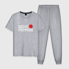 Мужская пижама хлопок с принтом RHCP. Logo Red Hot Chili Peppers в Тюмени, 100% хлопок | брюки и футболка прямого кроя, без карманов, на брюках мягкая резинка на поясе и по низу штанин
 | Тематика изображения на принте: anthony | chad | chili | flea | frusciante | hot | john | kiedis | peppers | red | red hot chili peppers | rhcp | rock | smith | джон | кидис | красные | острые | перцы | рок | смит | фли | фрушанте | чили | чэд | энтони