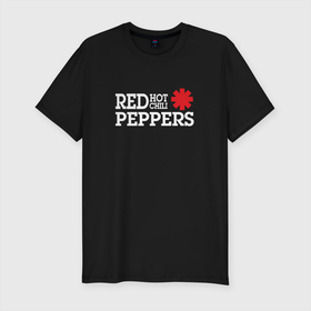 Мужская футболка хлопок Slim с принтом RHCP. Logo Red Hot Chili Peppers в Курске, 92% хлопок, 8% лайкра | приталенный силуэт, круглый вырез ворота, длина до линии бедра, короткий рукав | anthony | chad | chili | flea | frusciante | hot | john | kiedis | peppers | red | red hot chili peppers | rhcp | rock | smith | джон | кидис | красные | острые | перцы | рок | смит | фли | фрушанте | чили | чэд | энтони