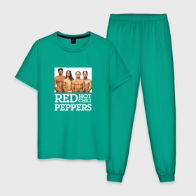 Мужская пижама хлопок с принтом RHCP (Red Hot Chili Peppers) в Тюмени, 100% хлопок | брюки и футболка прямого кроя, без карманов, на брюках мягкая резинка на поясе и по низу штанин
 | anthony | chad | chili | flea | frusciante | hot | john | kiedis | peppers | red | red hot chili peppers | rhcp | rock | smith | джон | кидис | красные | острые | перцы | рок | смит | фли | фрушанте | чили | чэд | энтони