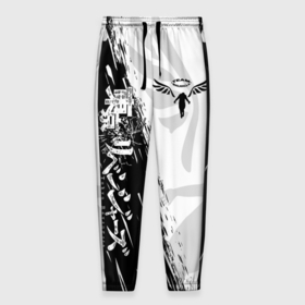 Мужские брюки 3D с принтом WALHALLA TEAM LOGO BLACK ТОКИЙСКИЕ МСТИТЕЛИ в Тюмени, 100% полиэстер | манжеты по низу, эластичный пояс регулируется шнурком, по бокам два кармана без застежек, внутренняя часть кармана из мелкой сетки | Тематика изображения на принте: anime | draken | japan | mikey | tokyo | tokyorevengers | walhalla | аниме | вальгала | дракен | иероглифы | кэн | майки | манга | мандзиро | микки | рюгудзи | сано | символы | токийские мстители | токио | япония