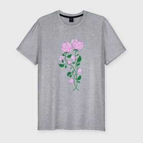 Мужская футболка хлопок Slim с принтом Влюблённые розы в Новосибирске, 92% хлопок, 8% лайкра | приталенный силуэт, круглый вырез ворота, длина до линии бедра, короткий рукав | Тематика изображения на принте: flowers | love | roses | любовь | розы | цветы