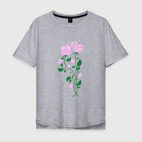 Мужская футболка хлопок Oversize с принтом Влюблённые розы в Новосибирске, 100% хлопок | свободный крой, круглый ворот, “спинка” длиннее передней части | flowers | love | roses | любовь | розы | цветы